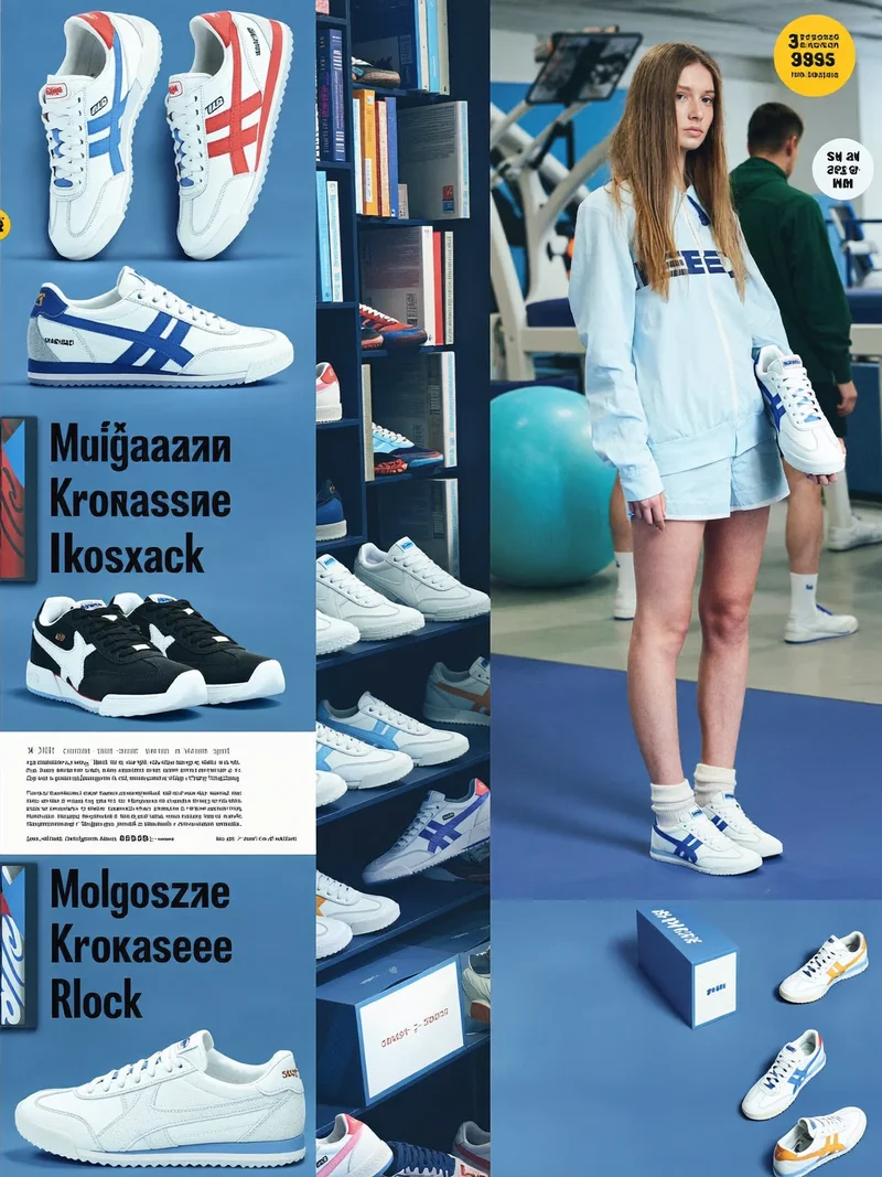 Illustration: weiße Leder-Sneaker im Studio auf kobaltblauem Untergrund